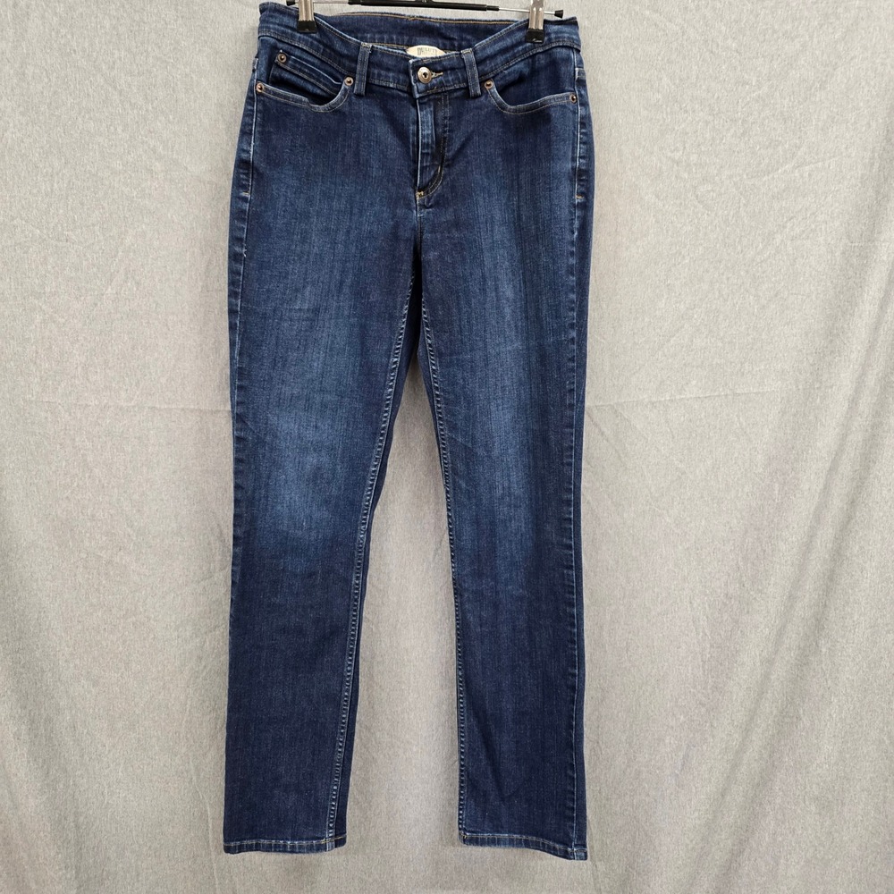 Duluth Trading Co Womens Daily Denim Straight Leg Jeans Dark Wash Blue 6x31
